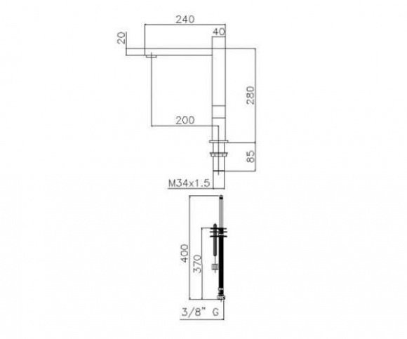 Смеситель кухонный Genebre Inox излив 240 мм (65208186066)